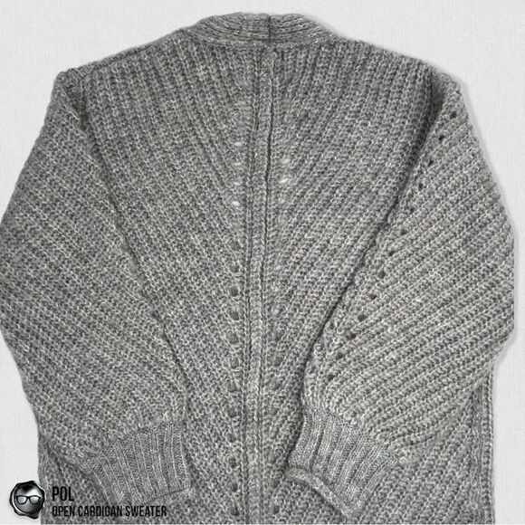 POL CHUNKY CABLE KNIT DUSTER CARDIGAN SWEATER HEATHER GREY WOMEN’S SIZE MEDIUM - Picture 11 of 15